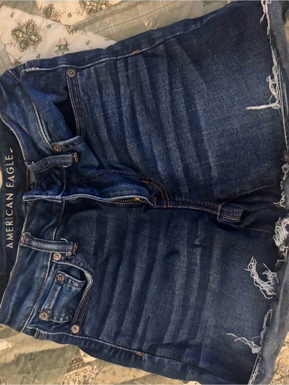 American Eagle Outfitters Dark Blue High Waist Denim Shorts